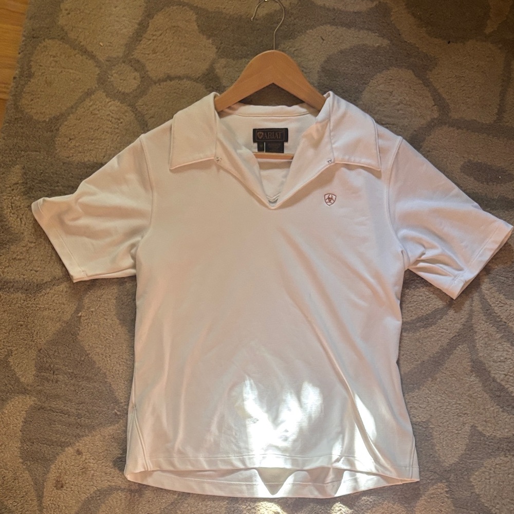 Ariat white Short Sleeve Polo with Crest